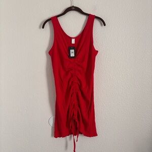 NWT Fredrick's of Hollywood Women's Size Medium Red Carlina Ribbed Mini Dress